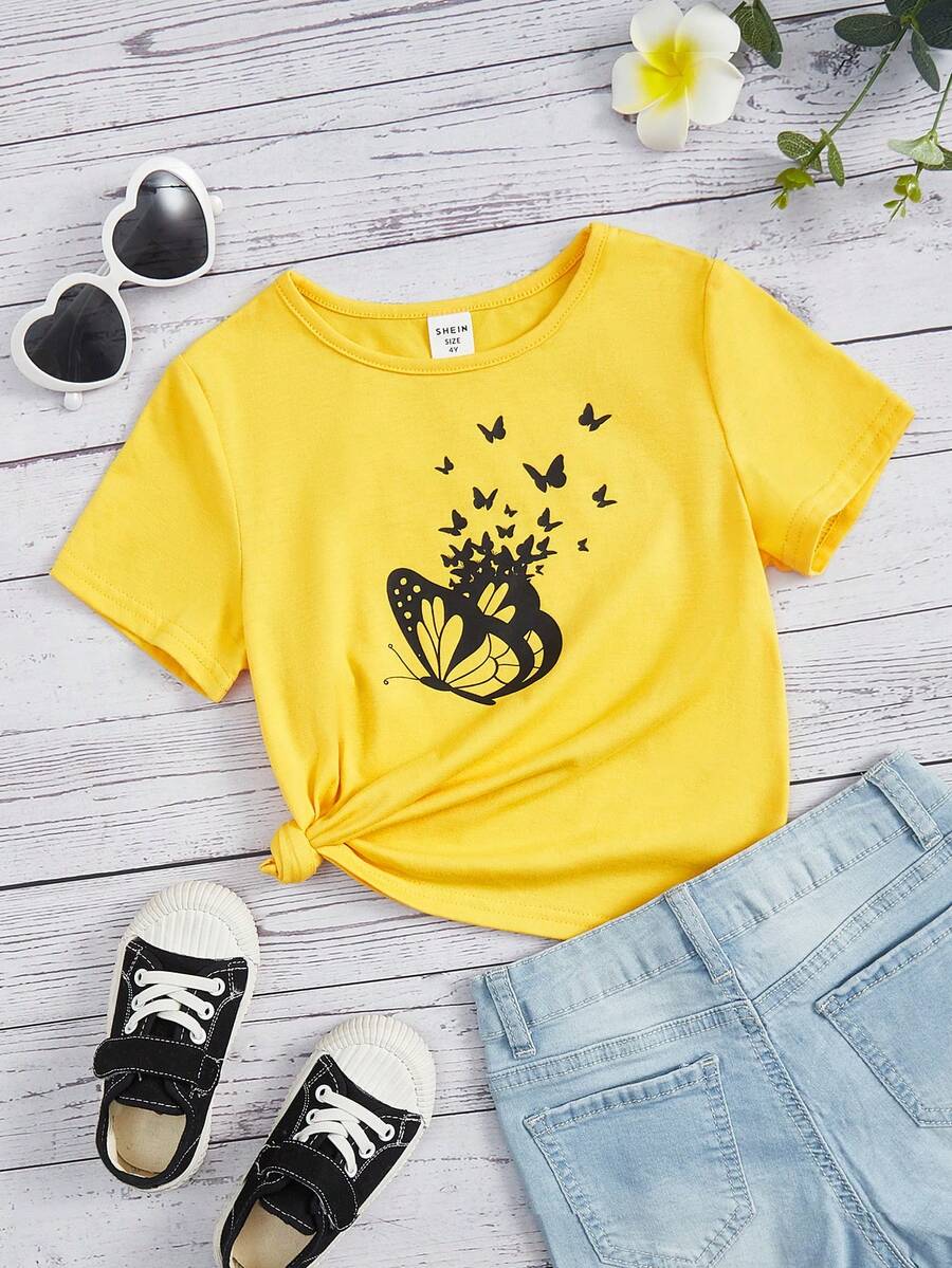 SHEIN Tops con gái lớn Loại bướm Giải trí