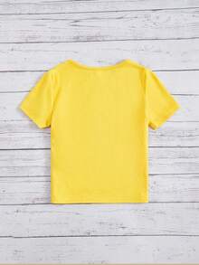 SHEIN Tops con gái lớn Loại bướm Giải trí - Màu vàng - Xem 3