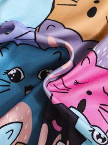 SHEIN Tween Girl Knit Snug Fit Cartoon Print Cami Dress With Unajustable Straps - Multicolor - View 5