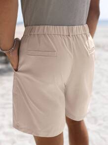 Manfinity Homme Men Slant Pocket Solid Shorts - Apricot - View 2