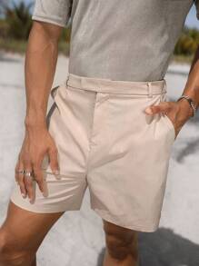 Manfinity Homme Men Slant Pocket Solid Shorts - Apricot - View 5