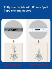 1pc Rhinestone Snowflake Decor Zinc Alloy Type-C Phone Dust Plug - Silver - View 3