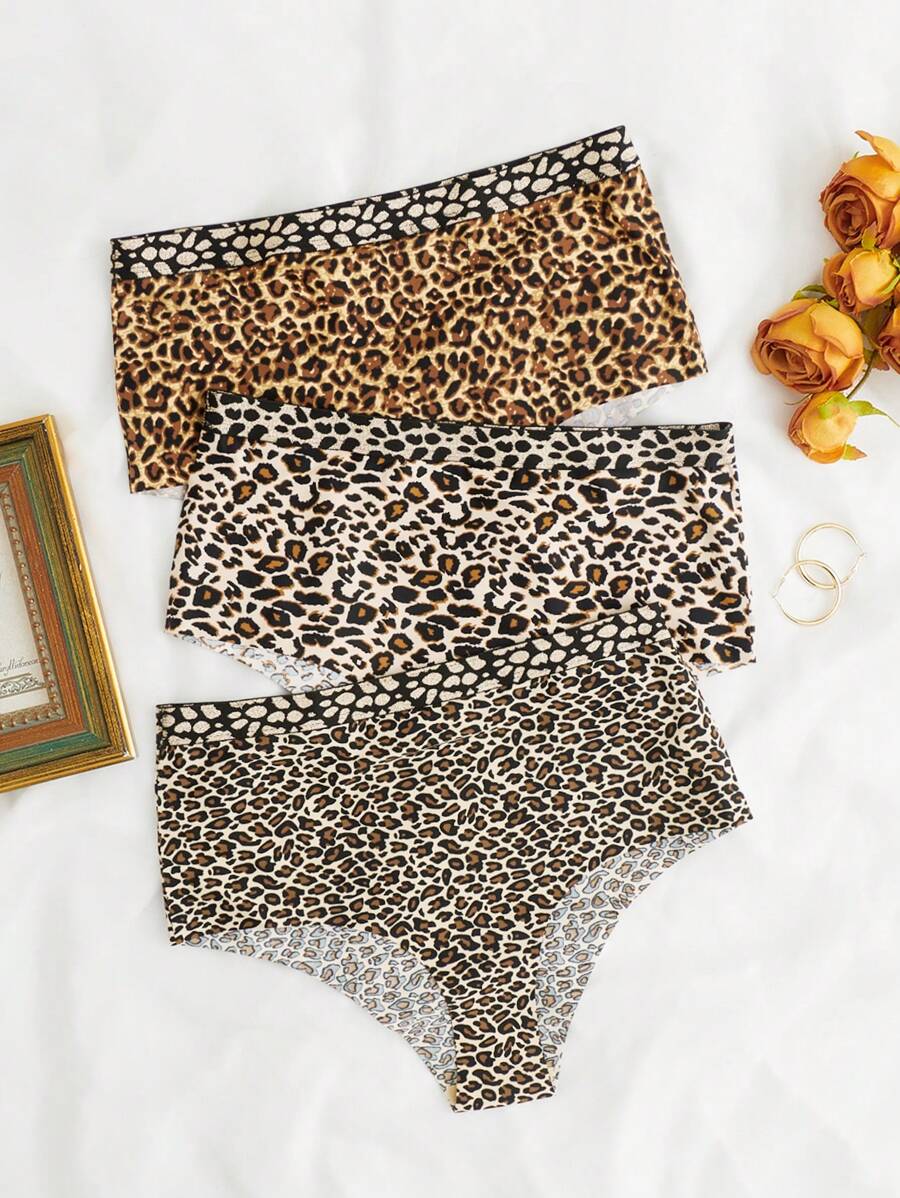 Plus 3pack Leopard Print High Waisted Panty - Multicolor - View 1