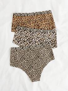 Plus 3pack Leopard Print High Waisted Panty - Multicolor - View 2