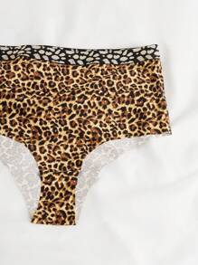 Plus 3pack Leopard Print High Waisted Panty - Multicolor - View 5