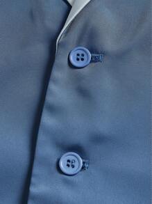 Manfinity NiteLyfe Áo cộc tay Nam Túi Nút phía trước Khối Màu Công việc - Màu xanh bụi bặm - Xem 3