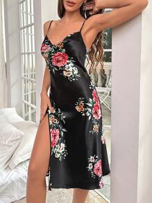 Váy ngủ & áo ngủ Nữ Lộ Lưng Vắt Tách cao Hoa - màu đen - Xem 6
