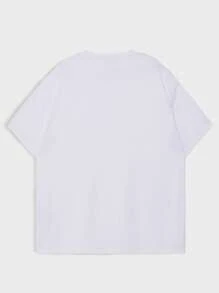 ROMWE MEN Street Life Các bạn Áo thun Bông Bản in hình khẩu hiệu & con bướm - trắng - Xem 2