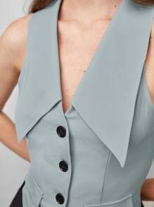 BizChic Button Front Flap Detail Shirt Workwear - Mint Blue - View 6