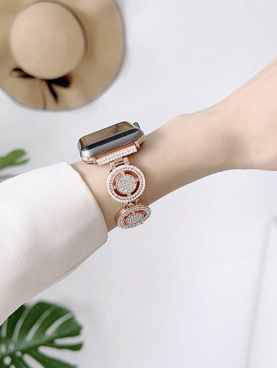 水鑽裝飾不銹鋼錶帶適用於Apple Watch - 玫瑰金 - 查看 1