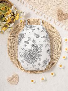 男嬰印花吊帶連體衣 - 白色 - 查看 2