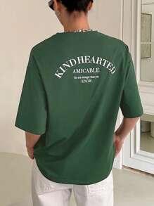 DAZY Áo phông hở vai họa tiết khẩu hiệu TỐT TỐT ĐẸP AMICABLE Bạn mạnh mẽ hơn bạn biết Áo phông cỡ lớn - màu xanh lá - Xem 3
