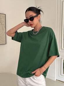 DAZY Áo phông hở vai họa tiết khẩu hiệu TỐT TỐT ĐẸP AMICABLE Bạn mạnh mẽ hơn bạn biết Áo phông cỡ lớn - màu xanh lá - Xem 4