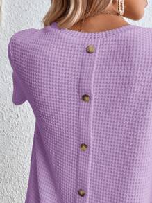SHEIN LUNE Đầm Nút màu trơn Giải trí - Màu Lilac Tím - Xem 6