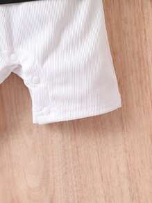 Baby Butterfly Print Tank Romper With Belt Bag - White - View 5