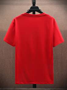 Manfinity RSRT 男士熱帶印花和字母圖案T恤 - 紅色 - 查看 2