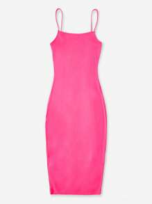 SHEIN EZwear Solid Cami Bodycon Dress - Hot Pink - View 3