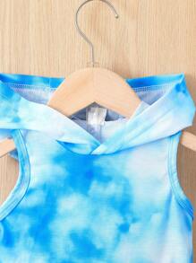 Bebé niño Top tank de tie dye con bolsillo de canguro con capucha & Shorts