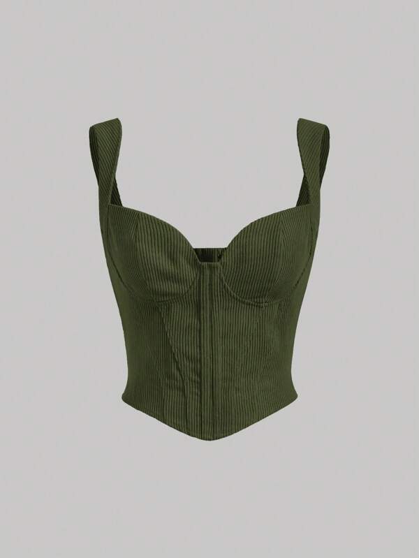 SHEIN MOD Zip Back Wide Straps Top Bustier Top