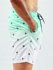 Surfspeed Hombres Shorts de natación de ombré con estampado de árbol de cintura con cordón - Multicolor - Ver 3