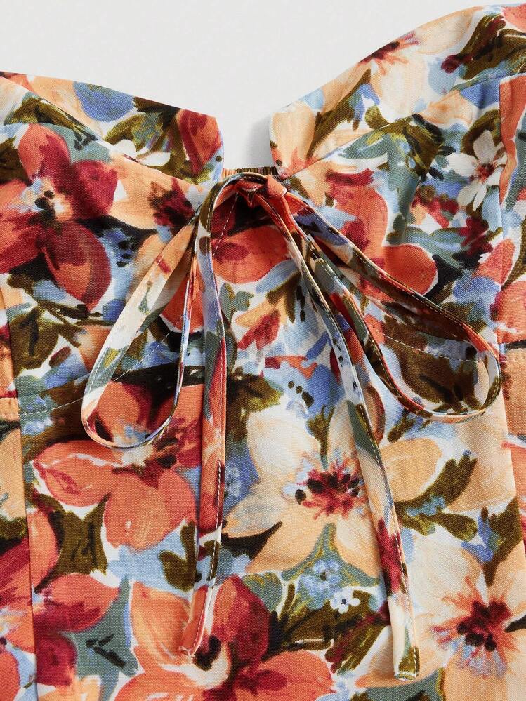 SHEIN MOD Floral Print Knot Front Cami Top - Multicolor - View 4