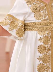 SHEIN Đầm em bé Đề can Dây kéo Hoa - trắng - Xem 7