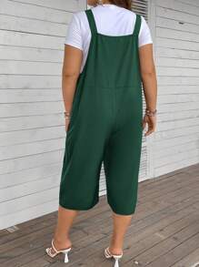 SHEIN LUNE Plus Solid Overall Jumpsuit Without Tee - Army Green - View 2