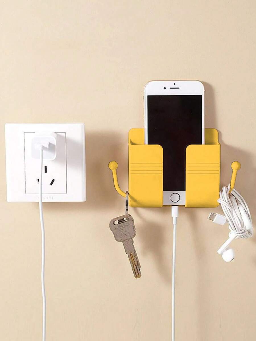 Punch Free Wall Mounted Phone Holder - Yellow - View 1