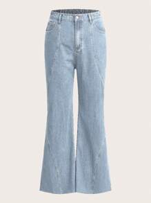 SHEIN ICON Plus High Waist Flare Leg Jeans - Light Wash - View 1