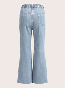 SHEIN ICON Plus High Waist Flare Leg Jeans - Light Wash - View 2