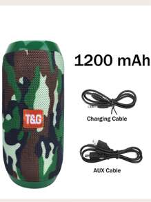 T&G TG117户外防水便携式无线柱形音箱，支持TF卡、FM收音机、AUX输入 - 軍綠色 - 查看 4