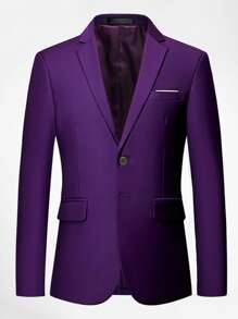 CLOUDSTYLE Áo cộc tay Nam Nút phía trước màu trơn Công việc - Màu tím  Violet - Xem 1