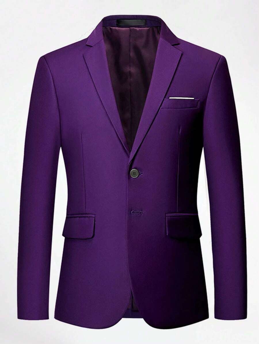 CLOUDSTYLE Áo cộc tay Nam Nút phía trước màu trơn Công việc - Màu tím  Violet - Xem 1