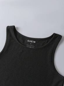 INAWLY Solid Crop Tank Top - Black - View 4