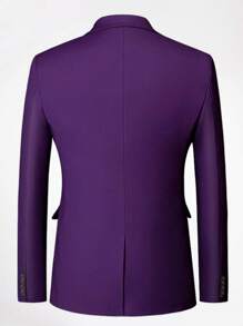 CLOUDSTYLE Áo cộc tay Nam Nút phía trước màu trơn Công việc - Màu tím  Violet - Xem 2