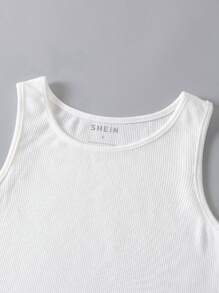 SHEIN Essnce Top tank unicolor tejido de canalé - Blanco - Ver 4