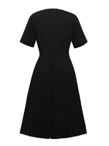 SHEIN Unity Vestido con encaje en contraste bajo fruncido - Negro - Ver 2