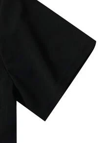 SHEIN Unity Vestido con encaje en contraste bajo fruncido - Negro - Ver 3