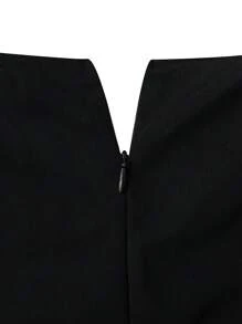 SHEIN Unity Vestido con encaje en contraste bajo fruncido - Negro - Ver 5