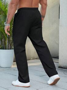 Manfinity Homme Lỏng lẻo phù hợp Nam Quần chân thẳng Với dây rút Eo - màu đen - Xem 2