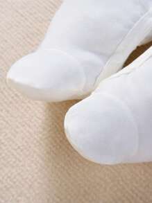 Baby Girl Heart & Figure Graphic Footed Jumpsuit - White - View 3