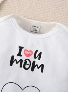 Baby Girl Heart & Figure Graphic Footed Jumpsuit - White - View 5