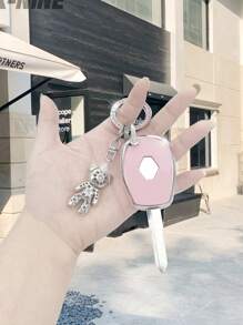 1套車鑰匙殼和熊吊墜和鑰匙圈與Renault兼容 - 粉色 - 查看 2