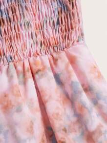 SHEIN Girls Floral Print Puff Sleeve Dress - Multicolor - View 3