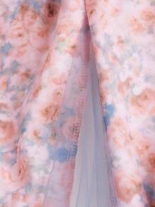 SHEIN Girls Floral Print Puff Sleeve Dress - Multicolor - View 4