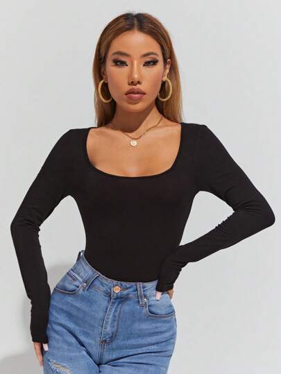 EURMUSE Square Neck Slim Tee