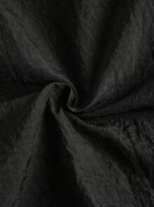 SHEIN EZwear Quần đùi nữ Dây kéo Túi màu trơn Giải trí - màu đen - Xem 4