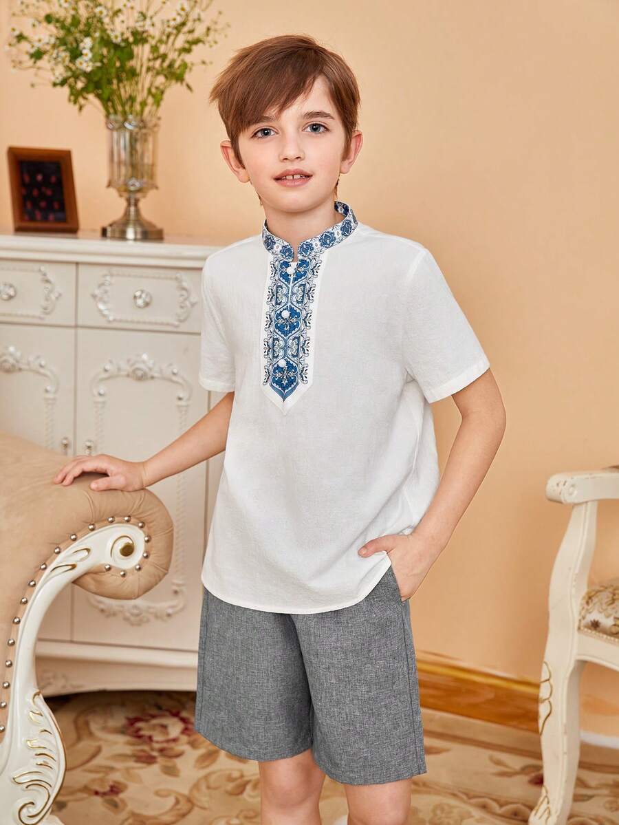 SHEIN Bộ hai mảnh Trai Túi Nút phía trước Bộ lạc Giải trí - Nhiều màu - Xem 1