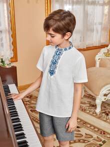 SHEIN Bộ hai mảnh Trai Túi Nút phía trước Bộ lạc Giải trí - Nhiều màu - Xem 3