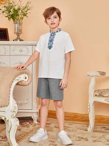 SHEIN Bộ hai mảnh Trai Túi Nút phía trước Bộ lạc Giải trí - Nhiều màu - Xem 5